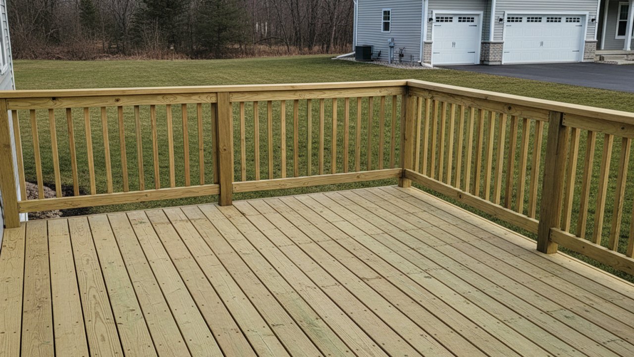 Omega Deck Company crew working on a home